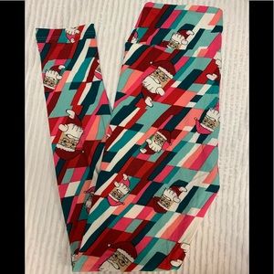 Lularoe Santa multicolor leggings. OS, brand new